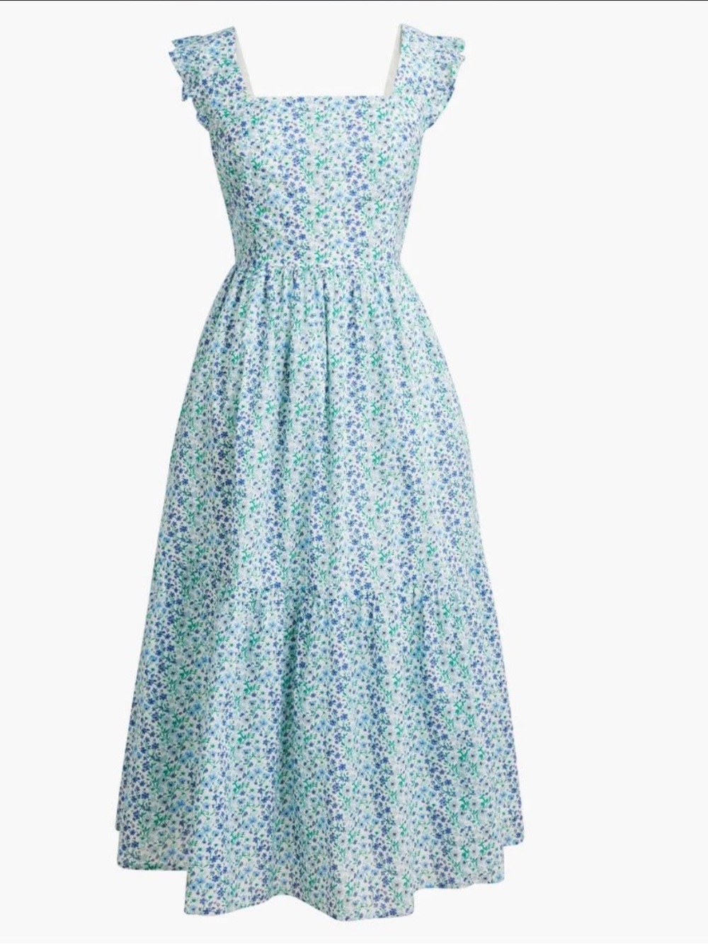 J Crew Factory Blue Floral Tie Back Midi Dress - Picture 3 of 7